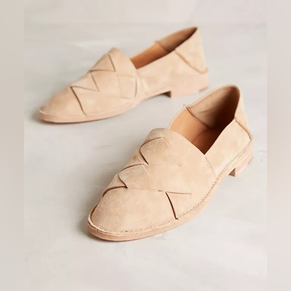 Aerin for Anthro Sahara Hawley Suede Leather Woven Loafers‎ Flats 7.5